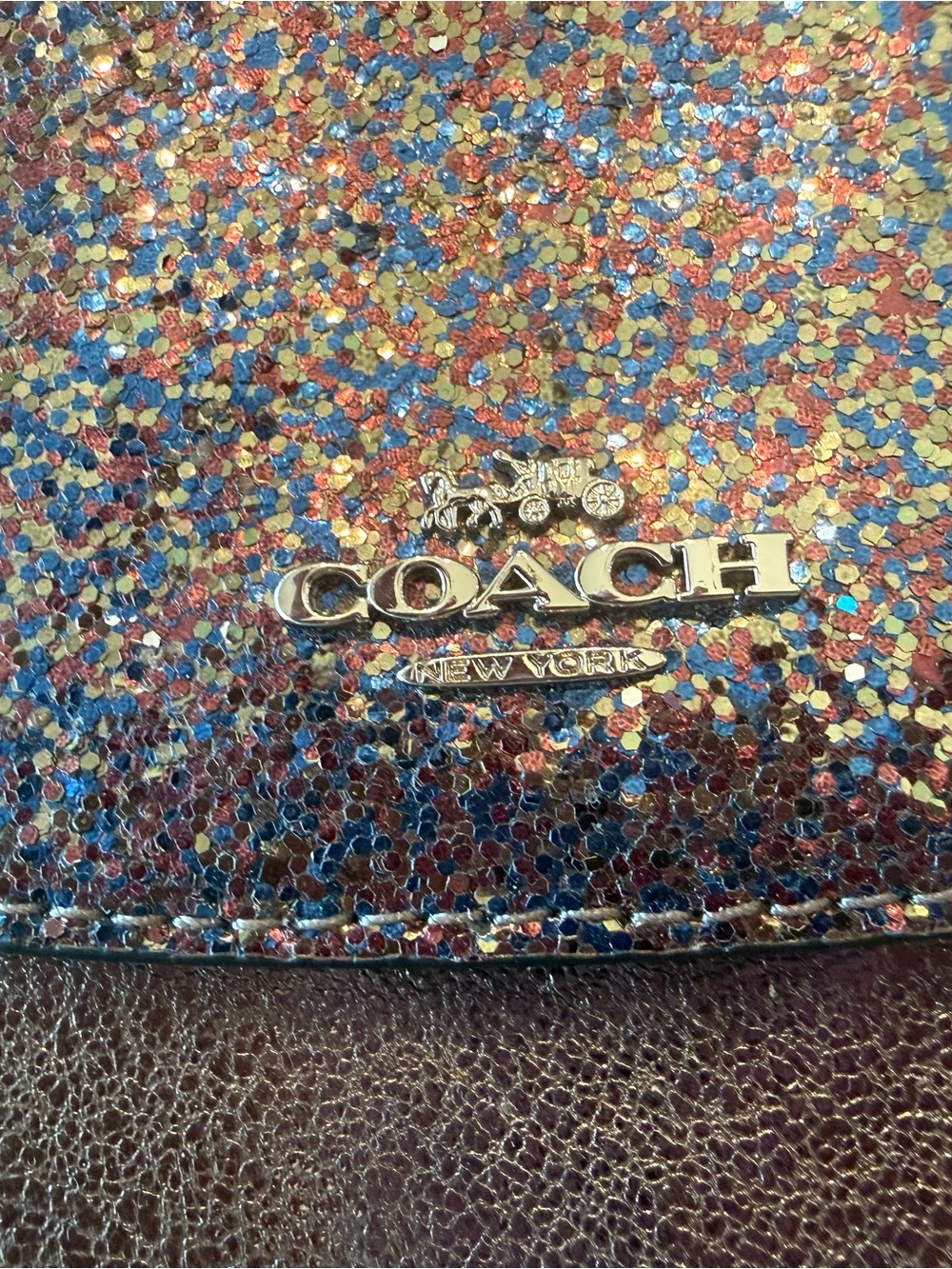 COACH Multicolor Glitter Flap Clutch with Black Base - Picture 2 of 4